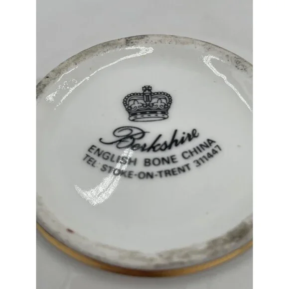 Berkshire English Bone China Blue Floral Double Handle Soup Bowl & Saucer Set - Picture 5 of 7